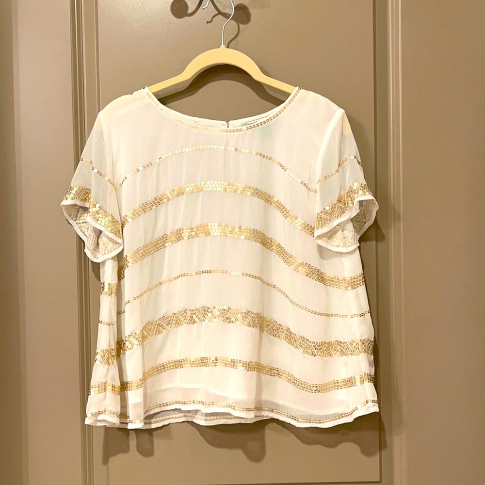 White and Gold Sequined Crop Top